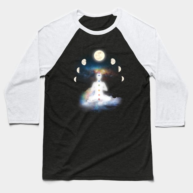 Lunar Moon Phases Transcending Chakra Meditation Baseball T-Shirt by Bluepress